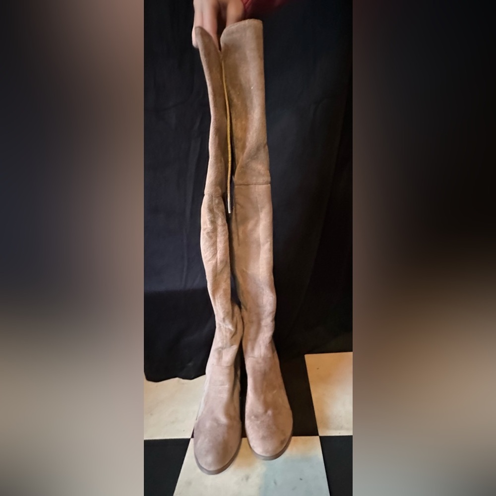 Tan Suede Over-the-Knee Boots